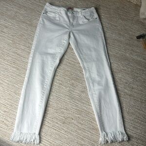 Only blur denim fringe frayed jeans with distressed bottomsCarmen regular skinny